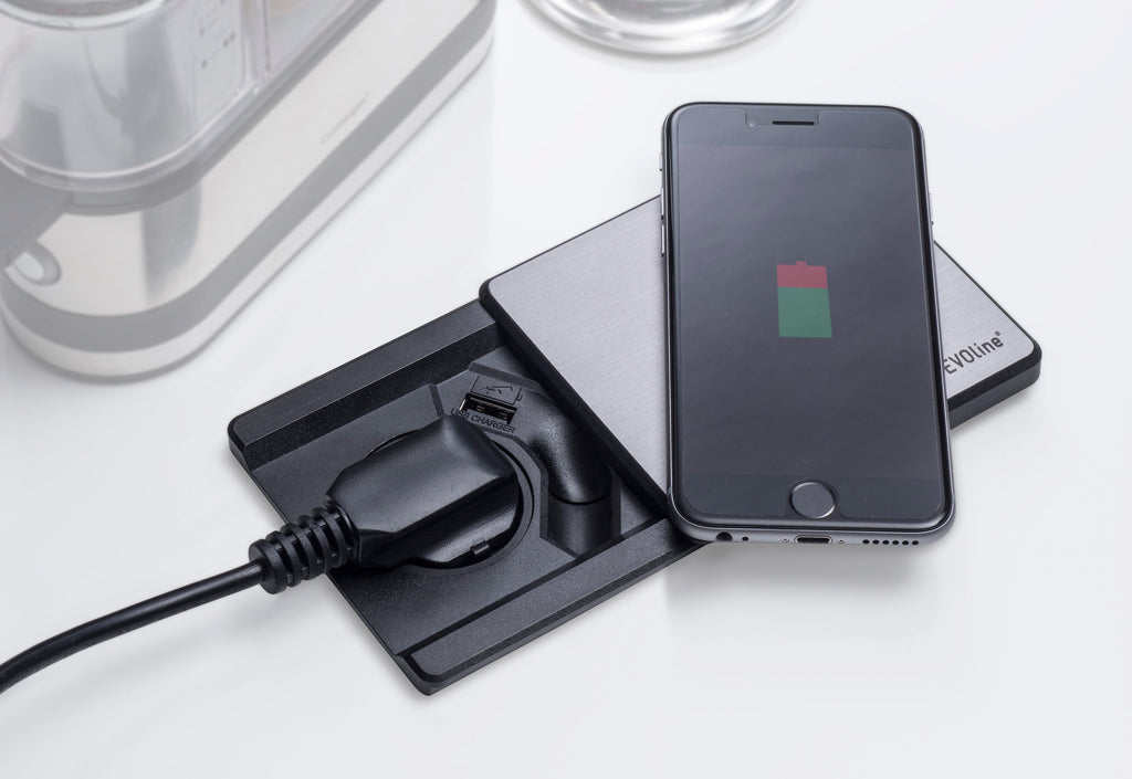 Conceal Socket with Qi & USB Charging | Evoline Square 80